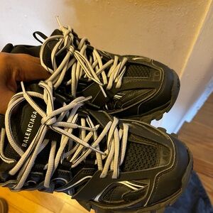 Balenciaga Men's Black and White Athletic Shoes